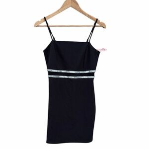Inspired Hearts Black Mini Dress with White Stripes size juniors medium NEW
